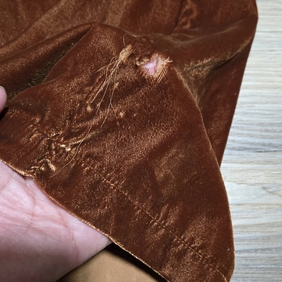 NWT (Flawed) Anthropologie Kristinit Gold Velvet Wide Leg Jumpsuit - Picture 15 of 15